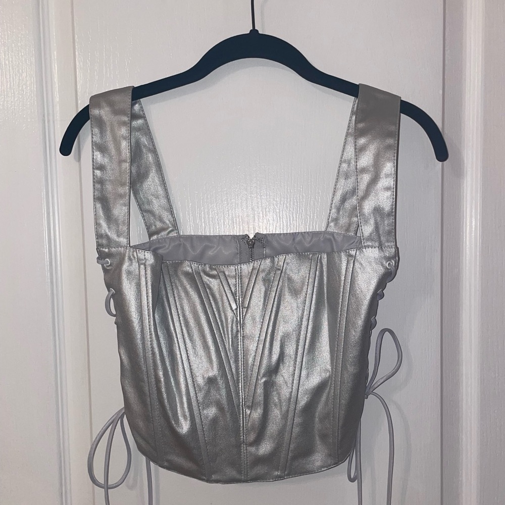 Garota silver lace-up corset top